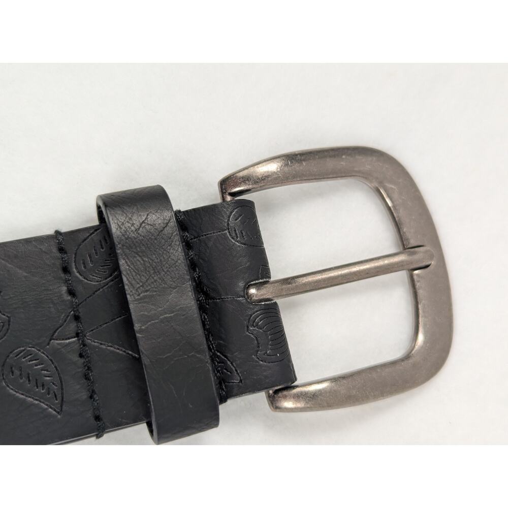 No Boundaries Black Embossed Floral Butterfly Belt Size Large Y2K silver tone - Picture 3 of 9